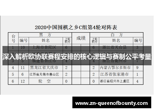 深入解析欧协联赛程安排的核心逻辑与赛制公平考量